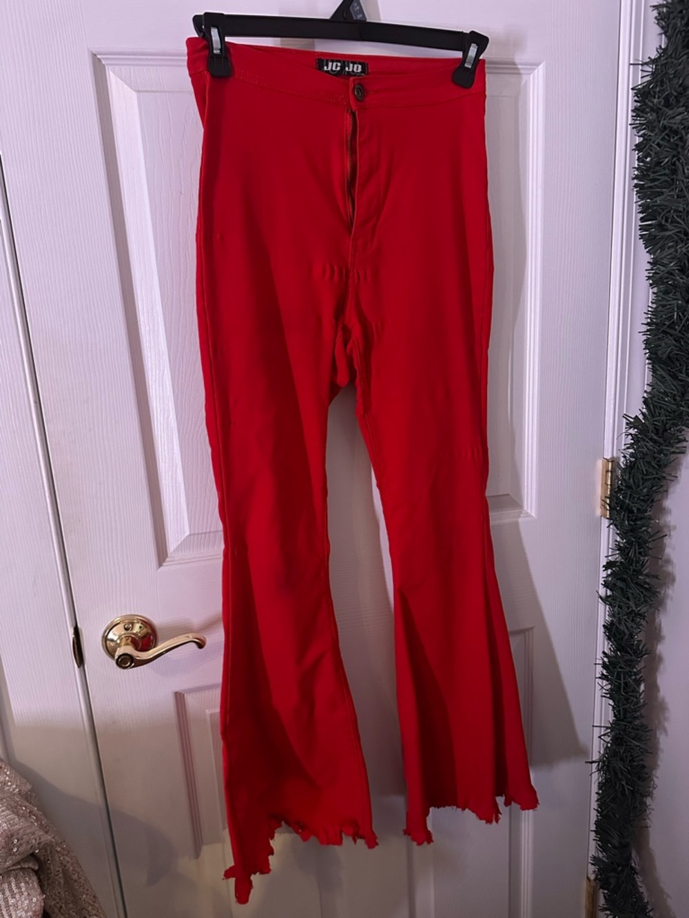 Bright Red Boot-Cut Women's Pants - Flared Hem